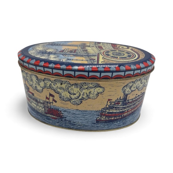 Vintage Tall Stacks Paddleboat -Steamboat Tin Box- Double Stacks - Picture 3 of 6